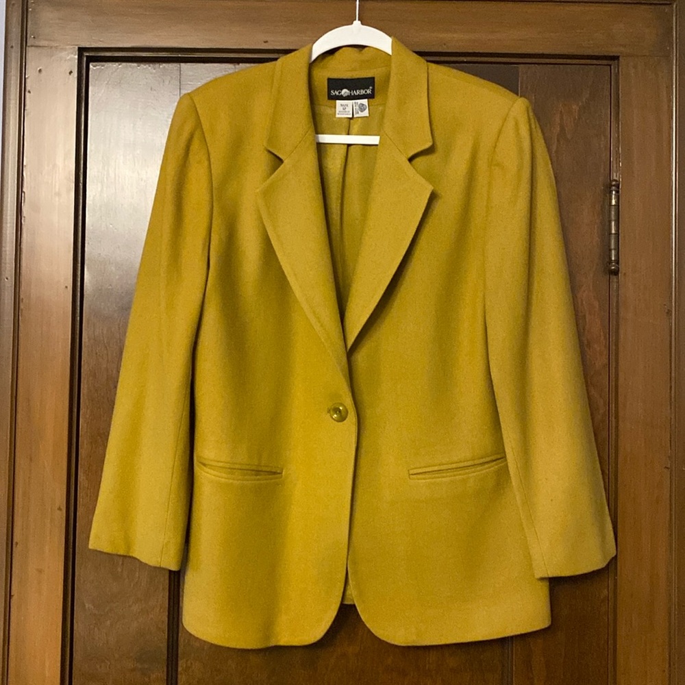 Vintage Sag Harbor Wool Blazer - 12 - Mustard